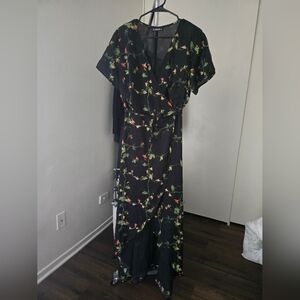 Sheilay Black Floral Wrap Dress